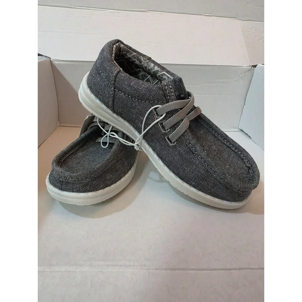 US Sports Youth Boys Slip On Canvas Loafers Charcoal Grey Kids Size 11 NWT